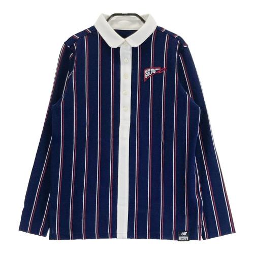 サイズ：5 NEW BALANCE GOLF ニューバランス  長袖ポロシャツ ボタンダウン ストライプ柄 ブラック系 [240101453602] ゴルフウェア メンズ ストスト NEW BALANCE GOLF ニューバランス 長袖シャツ ボタンダウン