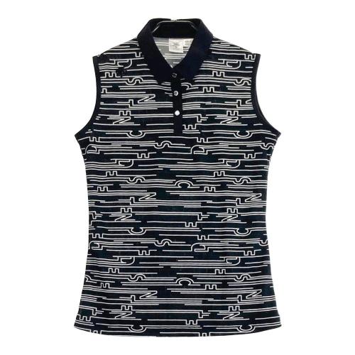 coco 中古 デサントゴルフ DESCENTE GOLF レディース ノースリーブ S 紺×オレンジ ネイビー ポロシャツ DESCENTE GOLF デサントゴルフ ノースリーブポロシャツ 総柄