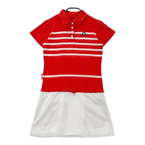 サイズ：L LE COQ GOLF ルコックゴルフ  半袖ワンピース ボーダー柄 ピンク系 [240101423243] ゴルフウェア レディース ストスト サイズ：L LE COQ GOLF ルコックゴルフ 半袖ワンピース ボーダー