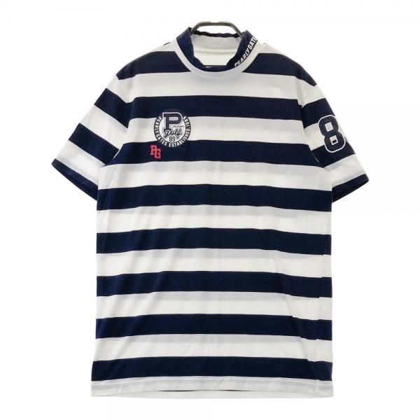 サイズ：5 PEARLY GATES パーリーゲイツ  モックネック半袖Tシャツ ボーダー ネイビー系 [240101444941] ゴルフウェア メンズ ストスト PEARLY GATES パーリーゲイツ モックネック半袖Tシャツ ボーダー