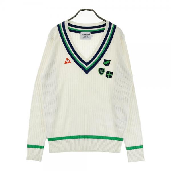 未使用品 le coq sportif GOLF Vネックニットセーター M LE COQ GOLF ルコックゴルフ Vネック ニットセーター ホワイト系