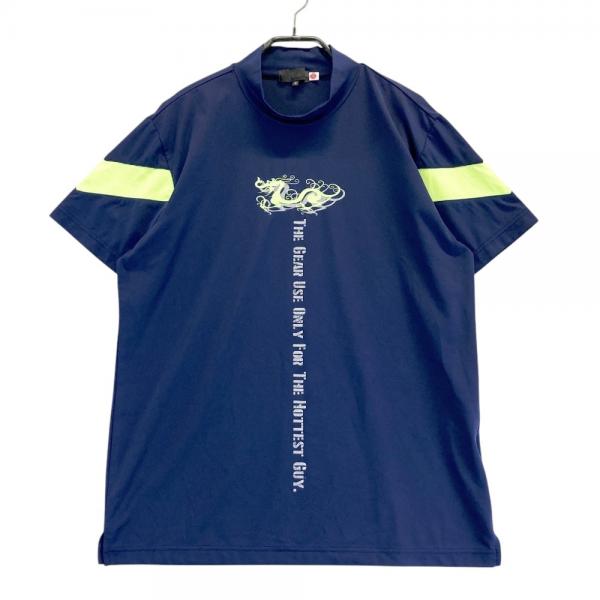 サイズ：3 DANCE WITH DRAGON ダンスウィズドラゴン D1-114323 ハイネック 半袖Tシャツ  ネイビー系 [240101446858] ゴルフウェア メンズ ストスト DANCE WITH DRAGON ダンスウィズドラゴン D1-114323 ハイネック