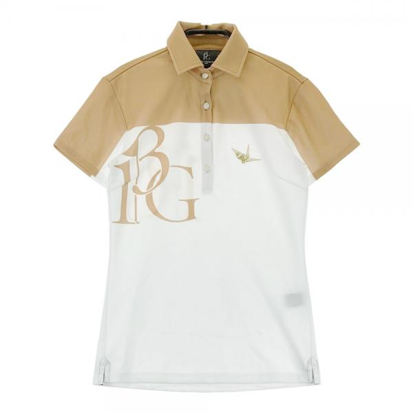 【未使用品】1PIU1UGUALE3 GOLF バイカラーロゴ半袖ポロシャツ 1 1PIU1UGUALE3 GOLF 半袖ポロシャツ バイカラー ベージュ系
