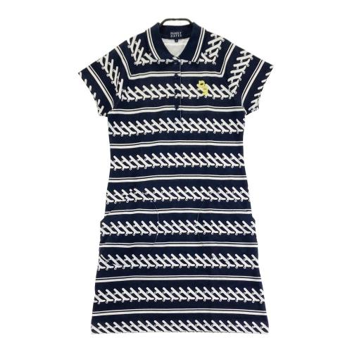 （美品）パーリーゲイツ 、オールインワン、キュロット風ワンピース、サイズ1 パーリーゲイツ PG バックロゴフーディニットワンピース