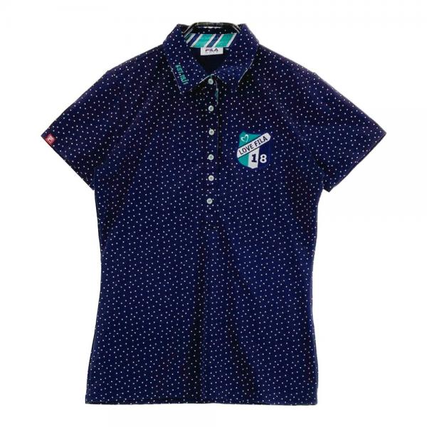 FILA GOLF フィラゴルフ 半袖ポロシャツ ドット柄 ネイビー系