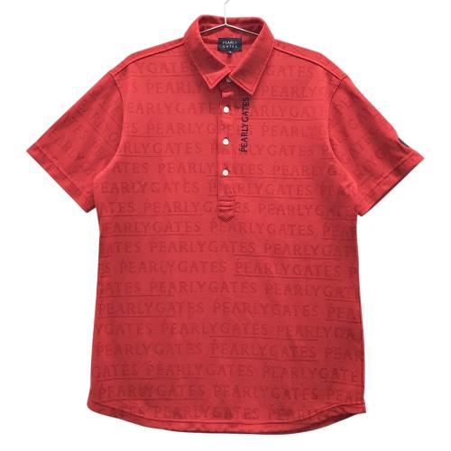 PEARLY GATES パーリーゲイツ 半袖ポロシャツ プリント レッド系