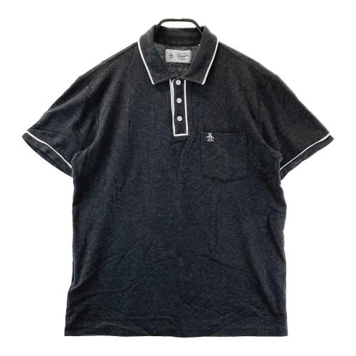 MUNSING WEAR マンシングウェア 長袖ポロシャツ ボーダー柄 グレー系