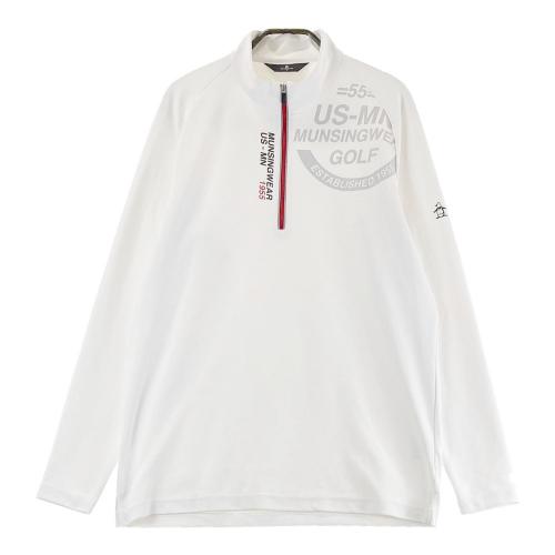 サイズ：3L MUNSING WEAR マンシングウェア 2023年モデル ハーフジップ 長袖Tシャツ  ホワイト系 [240101464188] ゴルフウェア メンズ ストスト MUNSING WEAR マンシングウェア 2023年モデル ハーフジップ 長袖