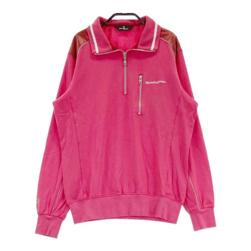 サイズ：L MUNSING WEAR マンシングウェア 2023年モデル ハーフジップ ニットセーター 裏起毛  ピンク系 [240101435294] ゴルフウェア メンズ ストスト MUNSING WEAR マンシングウェア 2023年モデル ハーフジップ
