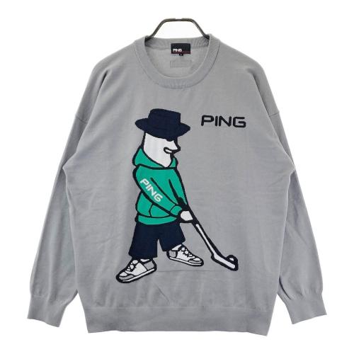 サイズ：M PING ピン  ウール混 モックネック ニット セーター  グレー系 [240101441263] ゴルフウェア メンズ ストスト PING ピン ウール混 モックネック ニット セーター グレー系