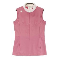 サイズ：M DESCENTE GOLF デサントゴルフ  ハーフジップ ノースリブTシャツ  ピンク系 [240101449528] ゴルフウェア レディース ストスト DESCENTE GOLF デサントゴルフ ハーフジップ ノースリブTシャツ