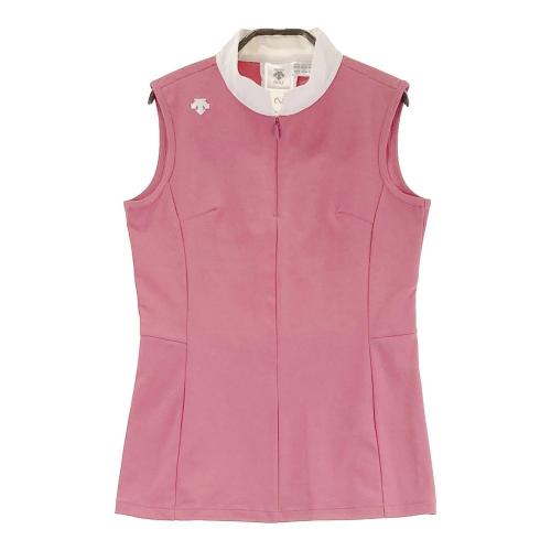 サイズ：S DESCENTE GOLF デサントゴルフ  ハーフジップ半袖Tシャツ  ピンク系 [240101423424] ゴルフウェア レディース ストスト DESCENTE GOLF デサントゴルフ ハーフジップ半袖Tシャツ ピンク
