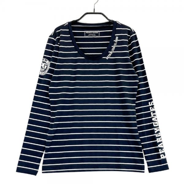 最終価格！パーリーゲイツモックネック 総柄 ネイビー 1 パーリーゲイツ PG バックロゴラインボタニカル柄モックネック