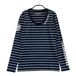 サイズ：2 PEARLY GATES パーリーゲイツ  ハイネック 長袖Tシャツ ボーダー柄 ブラック系 [240101447357] ゴルフウェア レディース ストスト サイズ：2 PEARLY GATES パーリーゲイツ ハイネック 長袖Tシャツ