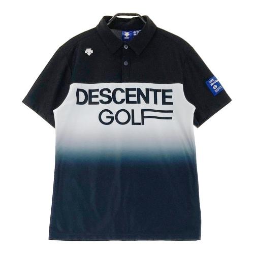 DESCENTE GOLF デサントゴルフ ハーフジップ 半袖ポロシャツ ボーダー
