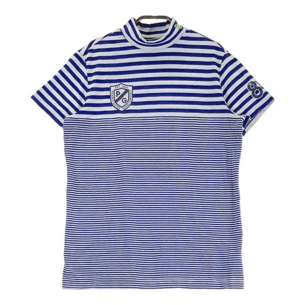 サイズ：1 PEARLY GATES パーリーゲイツ  ハイネック半袖Tシャツ ボーダー柄 ネイビー系 [240101459184] ゴルフウェア レディース ストスト PEARLY GATES パーリーゲイツ ハイネック半袖Tシャツ ボーダー柄
