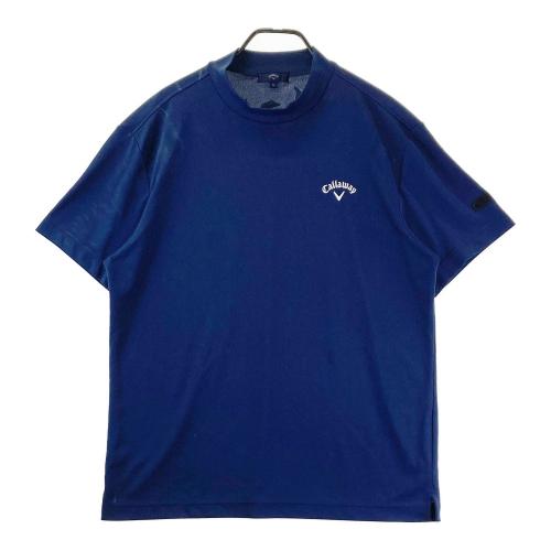 サイズ：L CALLAWAY キャロウェイ  モックネック半袖Tシャツ メッシュ ボーダー柄 ネイビー系 [240101410352] ゴルフウェア メンズ ストスト サイズ：L CALLAWAY キャロウェイ モックネック半袖Tシャツ
