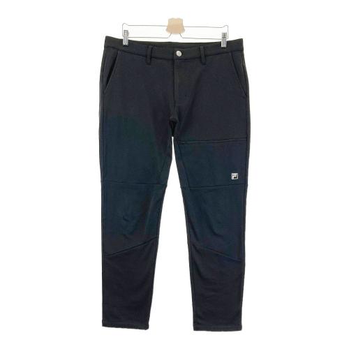 サイズ：M FILA GOLF フィラゴルフ  裏起毛 ロングパンツ チェック柄 ブラック系 [240101452399] ゴルフウェア メンズ ストスト FILA GOLF フィラゴルフ 裏起毛 ロングパンツ チェック柄