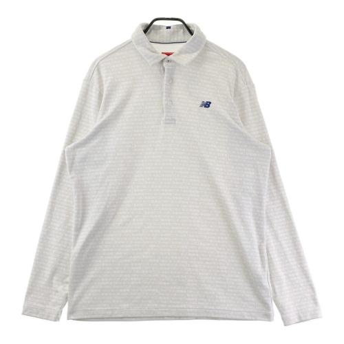 サイズ：6 NEW BALANCE GOLF ニューバランス  長袖ポロシャツ 裏起毛 ロゴ総柄 ブルー系 [240101427148] ゴルフウェア メンズ ストスト NEW BALANCE GOLF ニューバランス 長袖ポロシャツ 裏起毛 ロゴ総