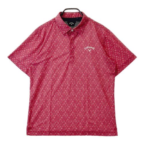 希少稀な CALLAWAY サイズ：M レッド系 花柄 半袖ポロシャツ キャロウェイ メンズウェア