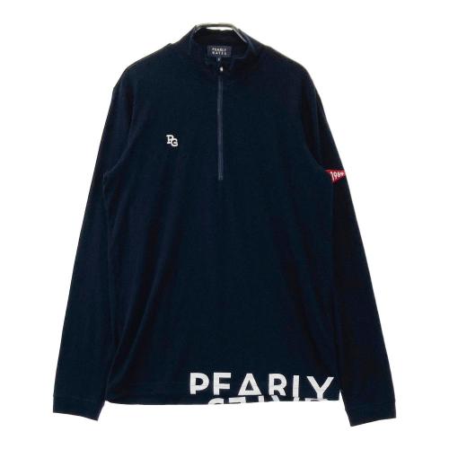サイズ：5 PEARLY GATES パーリーゲイツ  ハーフジップ長袖Tシャツ ボーダー柄 ネイビー系 [240101371890] ゴルフウェア メンズ ストスト サイズ：5 PEARLY GATES パーリーゲイツ ハーフジップ長袖T