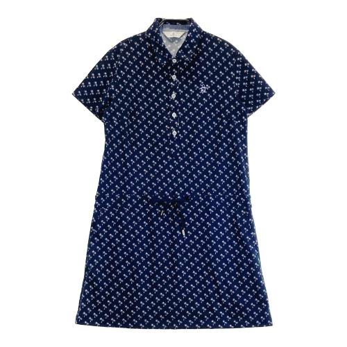 MUNSING WEAR マンシングウェア 半袖ワンピース ヤシ柄 ネイビー
