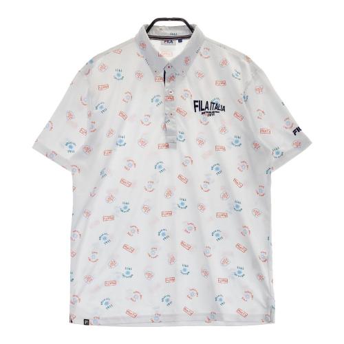 サイズ：LL FILA GOLF フィラゴルフ  半袖ポロシャツ UVカット 総柄 オレンジ系 [240101483319] ゴルフウェア メンズ ストスト サイズ：LL FILA GOLF フィラゴルフ 半袖ポロシャツ UVカット 総