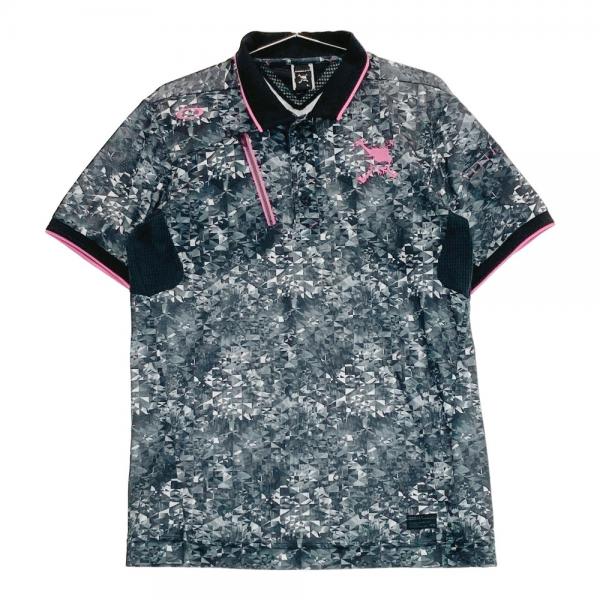 サイズ：L OAKLEY オークリー 433323JP 半袖ポロシャツ 総柄 グレー系 [240101452183] ゴルフウェア メンズ ストスト OAKLEY オークリー 433323JP 半袖ポロシャツ 総柄 グレー系