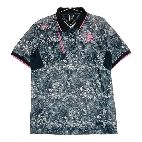サイズ：M OAKLEY オークリー 433620JP 半袖 ポロシャツ スカル ボーダー柄 グレー系 [240101373492] ゴルフウェア メンズ ストスト OAKLEY オークリー 433620JP 半袖 ポロシャツ スカル ボーダー柄