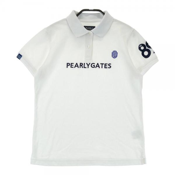 サイズ：1 PEARLY GATES パーリーゲイツ 055-2260692 半袖ポロシャツ ロゴプリント  ホワイト系 [240101475321] ゴルフウェア レディース ストスト 新品】PEARLY GATES パーリーゲイツ 055-2260692 半袖ポロシャツ