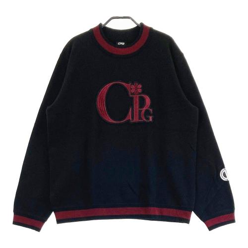 サイズ：4 CPG GOLF シーピージーゴルフ  ウール混 ロゴ ニットセーター  ブラック系 [240101453275] ゴルフウェア メンズ ストスト CPG GOLF シーピージーゴルフ ウール混 ロゴ ニットセーター