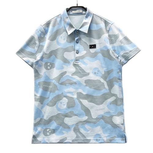 【GOLFウェア】MARK&LONA ポロシャツ カモフラ スカル 半袖 総柄 MARK&LONA マークアンドロナ 半袖ポロシャツ ラメ入り スカル カモフラ