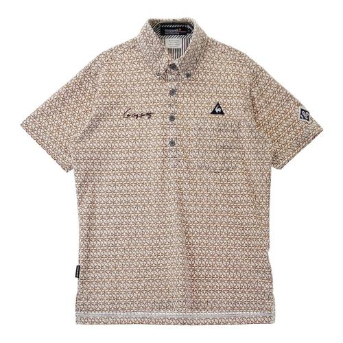 サイズ：M FR2 GOLF エフアールツーゴルフ  半袖シャツ 総柄 ブラウン系 [240101469920] ゴルフウェア メンズ ストスト サイズ：M FR2 GOLF エフアールツーゴルフ 半袖シャツ 総柄