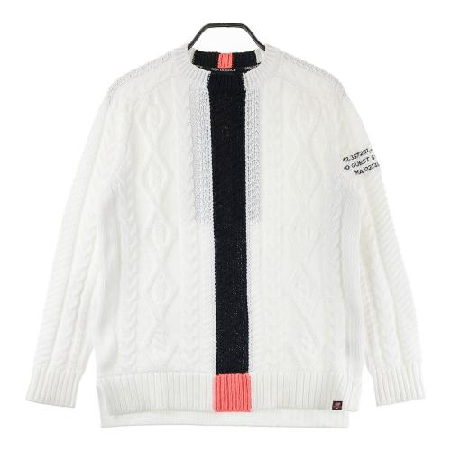 サイズ：5 NEW BALANCE GOLF ニューバランス  クルーネック 長袖ニットセーター ヒョウ柄 ネイビー系 [240101434709] ゴルフウェア メンズ ストスト NEW BALANCE GOLF ニューバランス クルーネック 長袖ニット