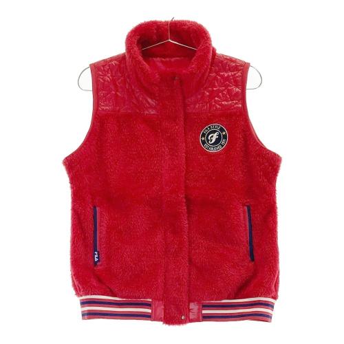 FILA GOLF フィラゴルフ リバーシブル 中綿ベスト ボア 総柄 レッド系