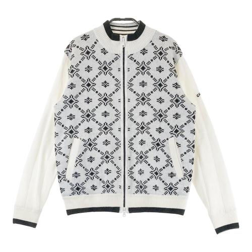 BEAMS GOLF ビームスゴルフ 裏地付き ニットジャケット 斜めボーダー柄 ネイビー系 M [240101358851] ゴルフウェア レディース BEAMS GOLF ビームスゴルフ 裏地付き ニットジャケット 斜め