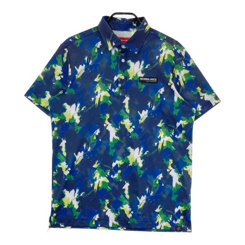 サイズ：4 NEW BALANCE GOLF ニューバランス  半袖ポロシャツ カモフラ総柄 ネイビー系 [240101436236] ゴルフウェア メンズ ストスト NEW BALANCE GOLF ニューバランス 半袖ポロシャツ カモフラ総柄