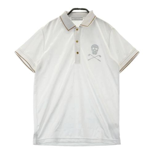 MARK & LONA ホワイトポロシャツSサイズ MARK&LONA マークアンドロナ 半袖ポロシャツ 総柄 ホワイト系