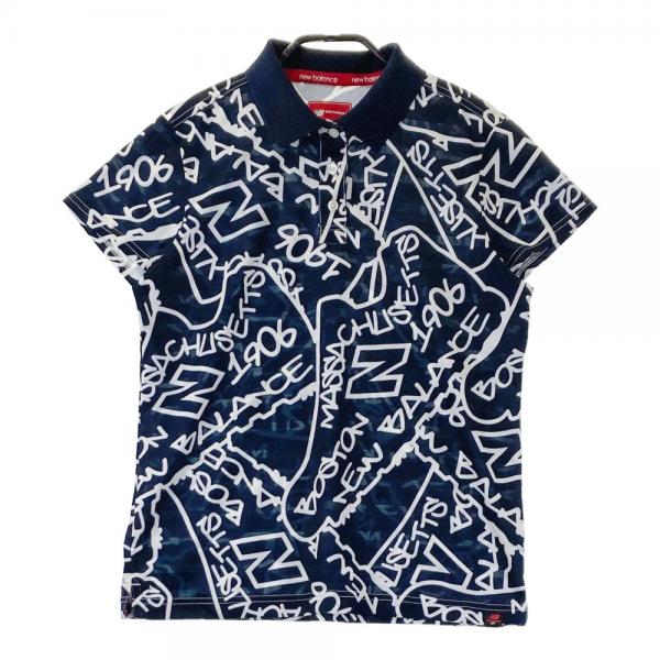 New Balance - ニューバランスゴルフ 総柄ポロシャツ ネイビー 4 New Balance ニューバランス 半袖ポロシャツ ネイビー×白 総柄