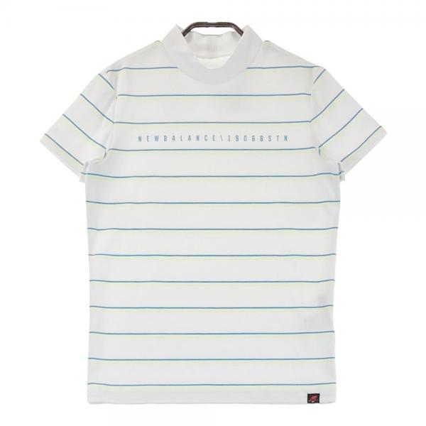 サイズ：1 NEW BALANCE GOLF ニューバランス  モックネック 半袖Tシャツ ボーダー柄 ホワイト系 [240101456012] ゴルフウェア レディース ストスト NEW BALANCE GOLF ニューバランス モックネック 半袖Tシャツ