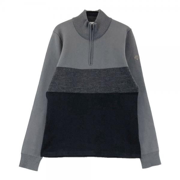 サイズ：M DESCENTE GOLF デサントゴルフ  ハーフジップ ニットセーター ウール混  グレー系 [240101456067] ゴルフウェア レディース ストスト DESCENTE GOLF デサントゴルフ ハーフジップ ニットセーター