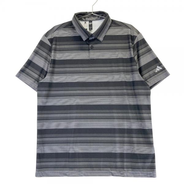 サイズ：2XL ADIDAS GOLF アディダスゴルフ IV7200 2024年モデル 半袖ポロシャツ ボーダー柄 グレー系 [240101456150] ゴルフウェア メンズ ストスト ADIDAS GOLF アディダスゴルフ IV7200 2024年モデル 半袖