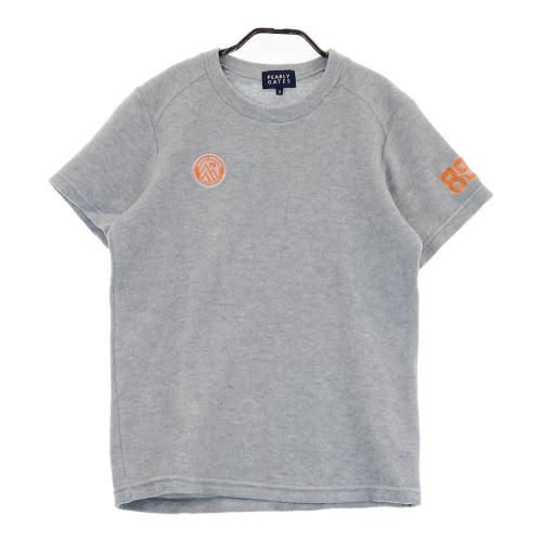 サイズ：0 PEARLY GATES パーリーゲイツ  モックネック フリル付 半袖Tシャツ ハート柄 グレー系 [240101438230] ゴルフウェア レディース ストスト PEARLY GATES パーリーゲイツ モックネック フリル付 半袖T