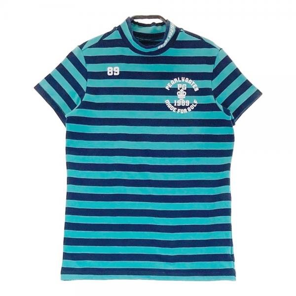 サイズ：1 PEARLY GATES パーリーゲイツ  ハイネック半袖Tシャツ ボーダー柄 ネイビー系 [240101459184] ゴルフウェア レディース ストスト PEARLY GATES パーリーゲイツ ハイネック半袖Tシャツ ボーダー柄