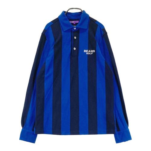 美品　ビームスゴルフ　ストライプ　ニットブルゾン　ワッペン　ゴルフウェア BEAMS GOLF ビームスゴルフ ウール ニットジャケット ワッペン