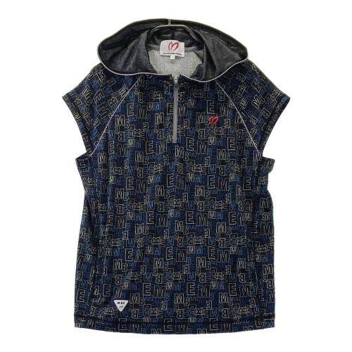 サイズ：0 MASTER BUNNY EDITION マスターバニーエディション  フード付 ハーフジップ 半袖Tシャツ ロゴ総柄 ブラック系 [240101434780] ゴルフウェア レディース ストスト MASTER BUNNY EDITION マスターバニーエディション フード付