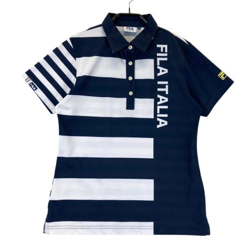 FILA GOLF フィラゴルフ 半袖ポロ ワンピース ボーダー柄 ネイビー系