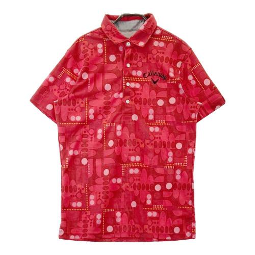 サイズ：LL CALLAWAY キャロウェイ レッドレーベル 半袖ポロシャツ ダイヤ柄 レッド系 [240101484708] ゴルフウェア メンズ ストスト CALLAWAY キャロウェイ レッドレーベル 半袖ポロシャツ ダイヤ柄