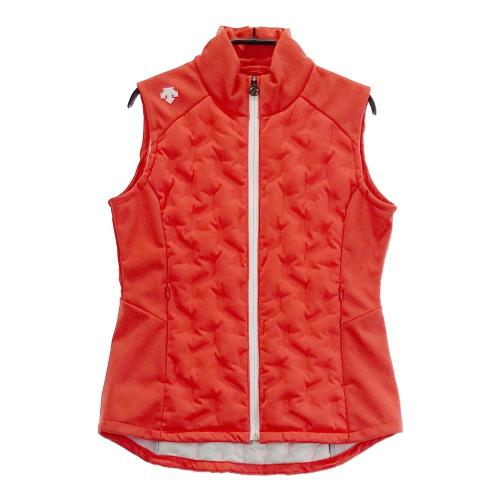 (美品)DESCENTE ゴルフダウンベスト O オレンジ 手持ちのゴルフウェアが見違える！「ビビッドカラーのダウン