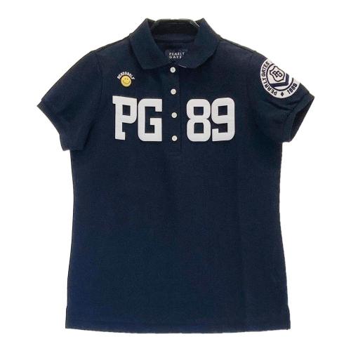 パーリーゲイツ レディース半袖ポロシャツ ネイビー　サイズ2 パーリーゲイツ PG 胸ポケット付き半袖ポロシャツ レディース